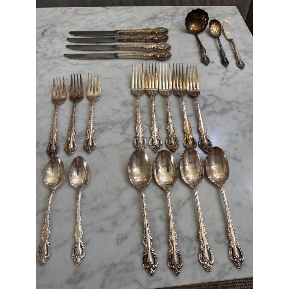 International Silver Countess Silverplate Flatware Set 21pc 1969 Korea Vintage